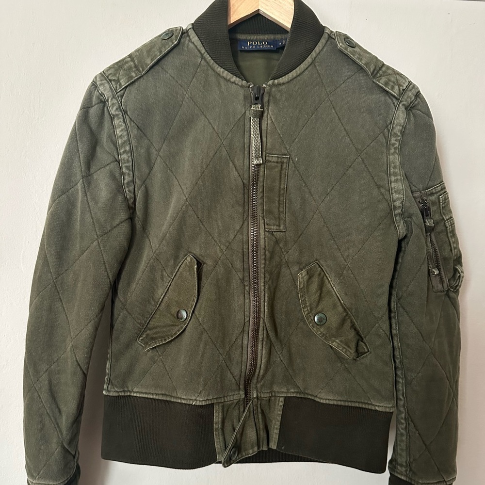 Ralph Lauren Olive Green Quilted Bomber Jacket